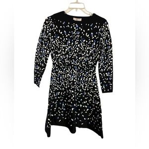 Hobbs London Black, White and Blue Knitted Dress US size 6 NWT